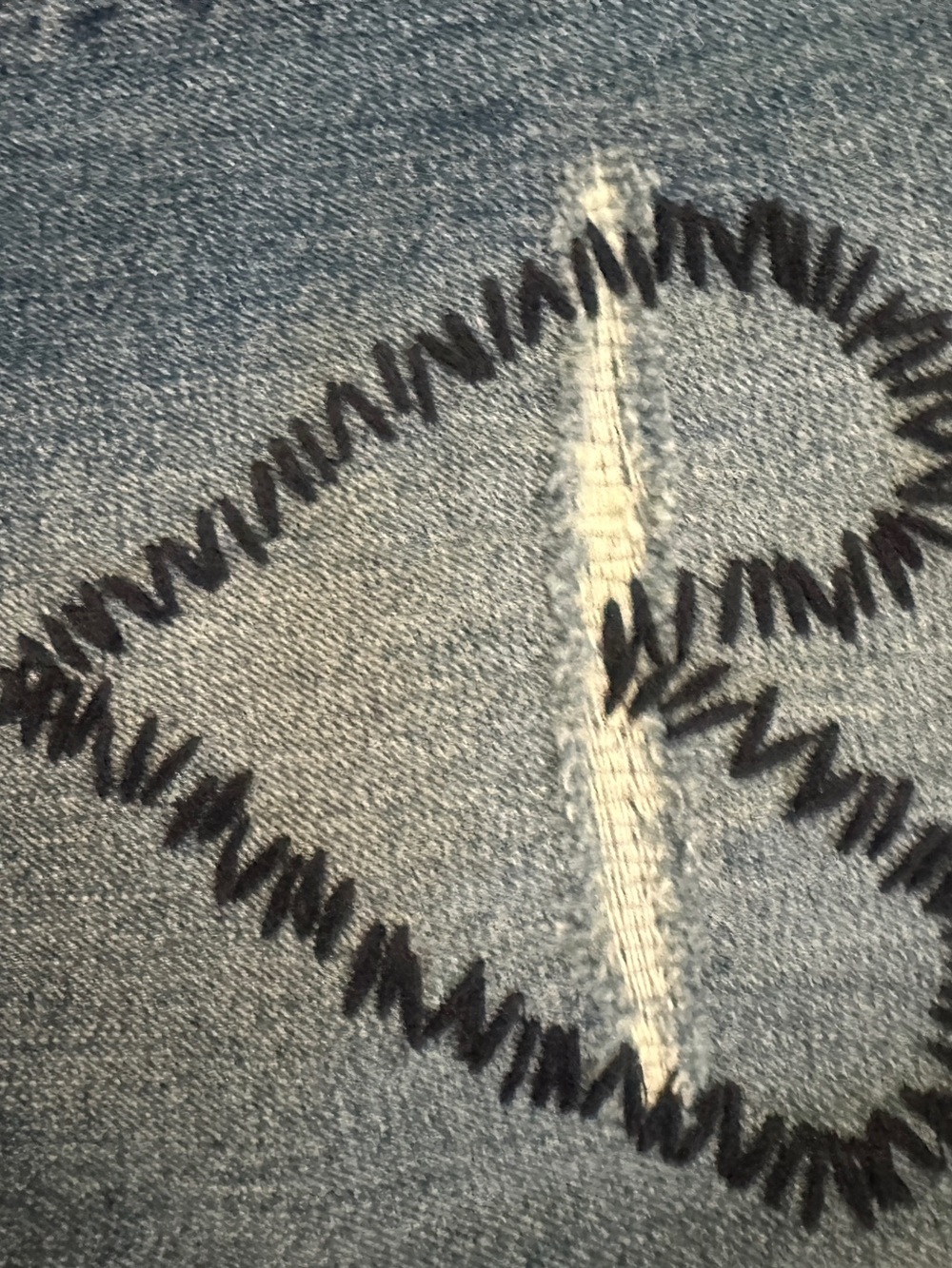 Johnny Was Blue Straight-Leg Jeans with Embroidered Hearts & Peace Motif - Picture 2 of 8